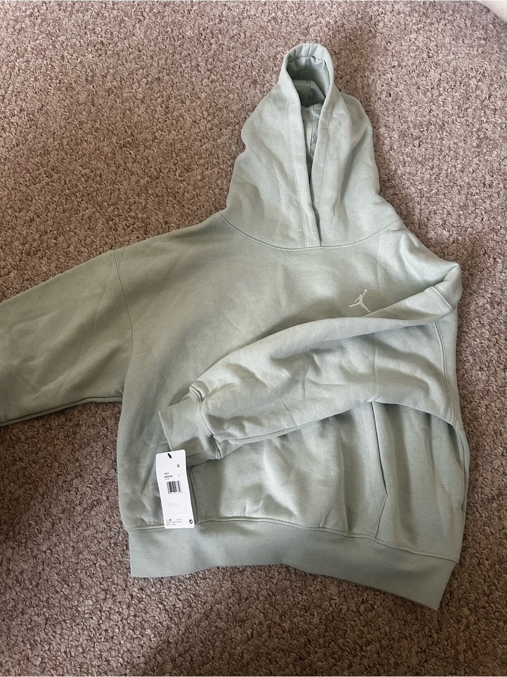 NWT Nike Jordan Sage Green Hoodie with Jumpman Logo Girls Hoodie Sweatshirt